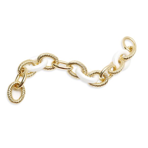 David Yurman Ceramic Extra Large Oval Link Chain Bracelet in 18K Yellow Gold - Picture 2 of 3